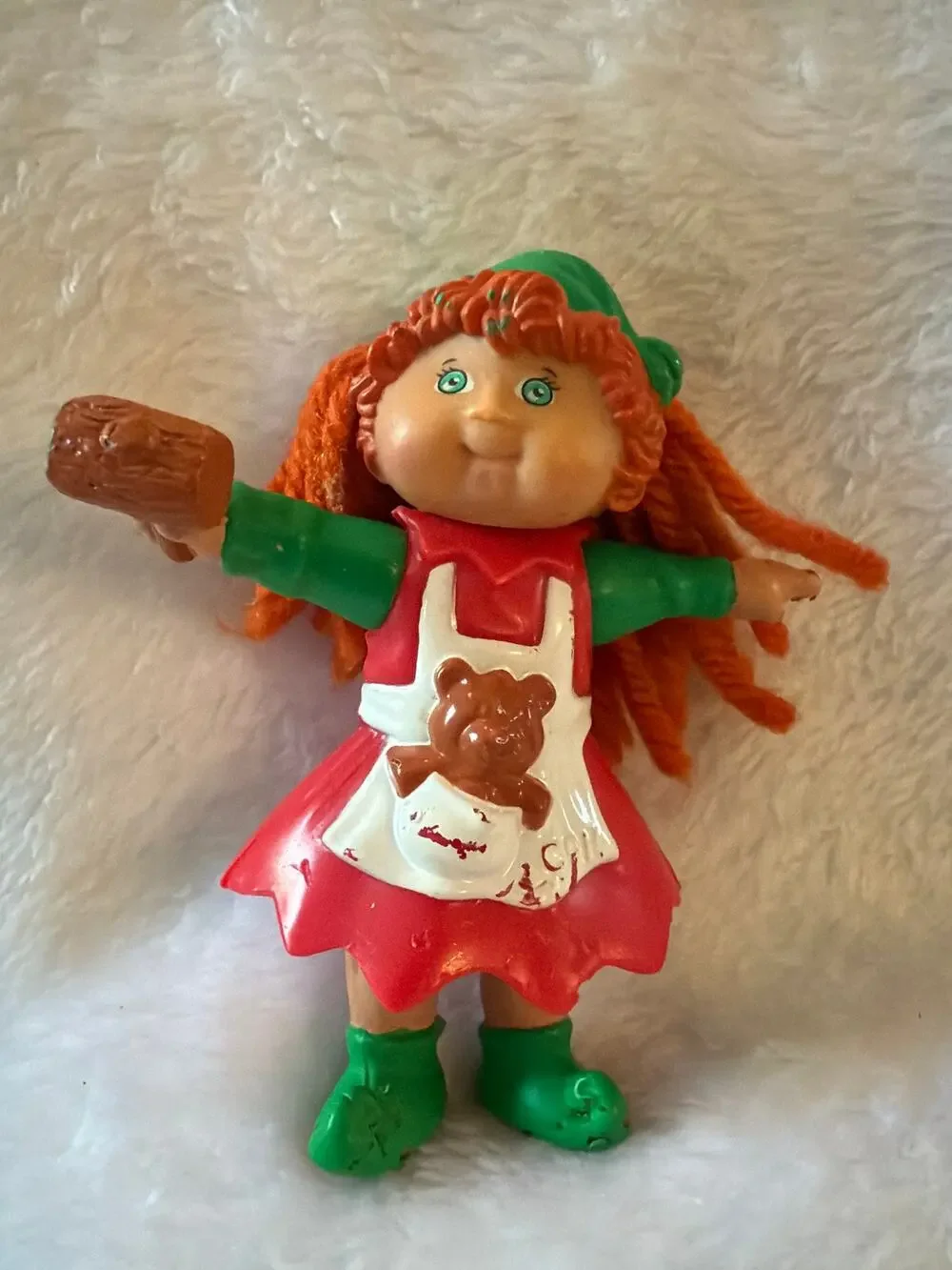 Vintage 1994 Cabbage Patch Kids PVC Figure Red Hair Firewood Teddy Apron 3